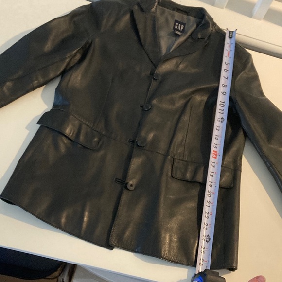Vintage Gap Black Leather Four Button Blazer 90s Size Medium - Picture 7 of 10